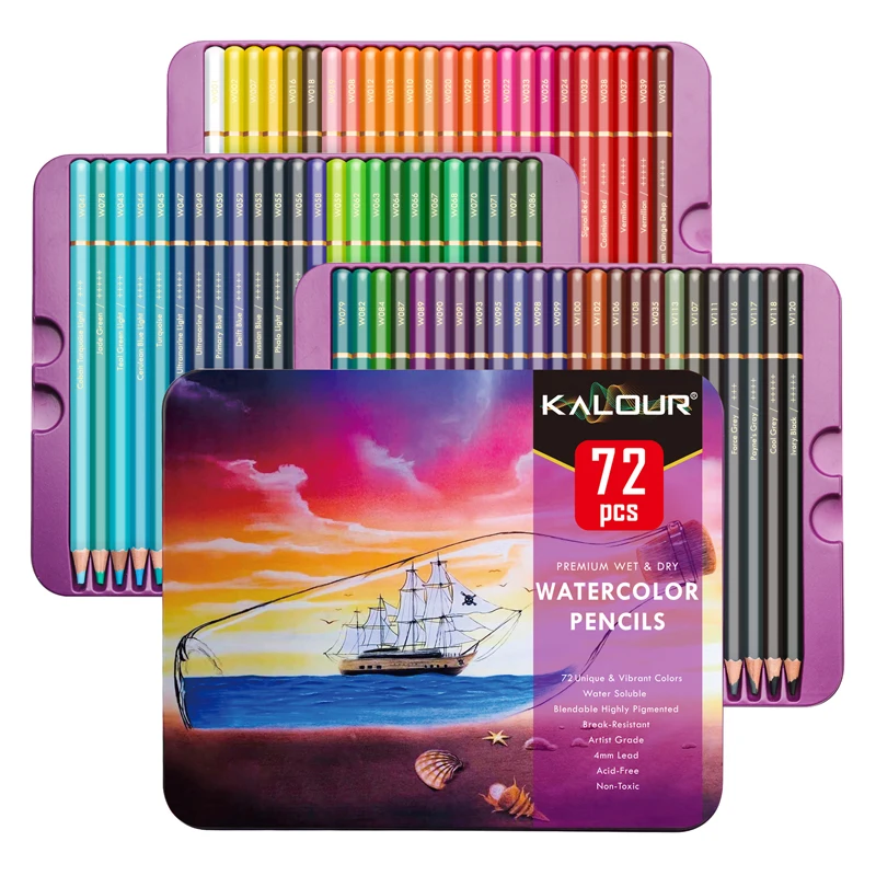 KALOUR 72/120 Colored Pencil Professional Art Supplies Premium Watercolor  Pencil Brush For Children Artist Drawing Stylo Paintin - AliExpress