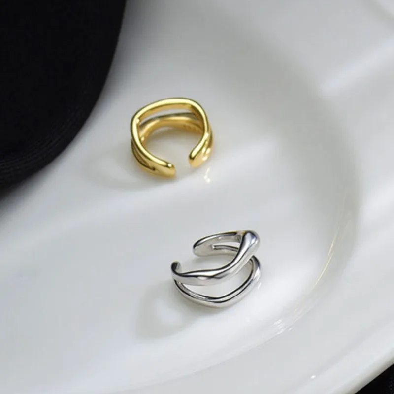 1Pcs 925 Silver Plated Ear Cuff Earrings Non-Piercing Double Layer Cuff Ear Clip Earring For Women Girls Party Jewelry e1243 ear clip earrings,clip earrings,ear clip,ear accessories