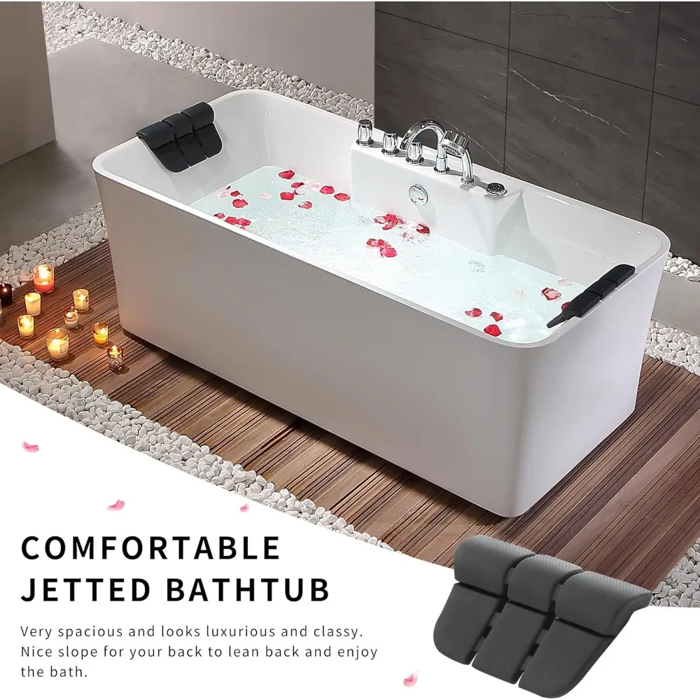 67" x 31.5" Freestanding Whirlpool Tub, 560W Stand Alone Jetted Bathtub, 70 Gallons, Rectangle,Ideal for Big-Boned or Busty 6