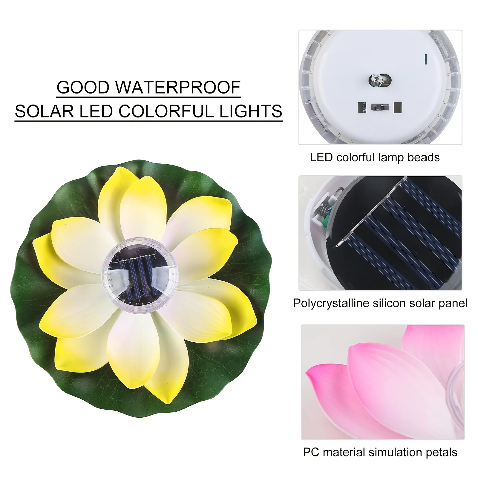 Solar Garden Light Solar Artifical Floating Lotus LED Light Solar Powered Night Pool Light Lotus Lamp Garden Pond Fountain Decor Outdoor Lighting