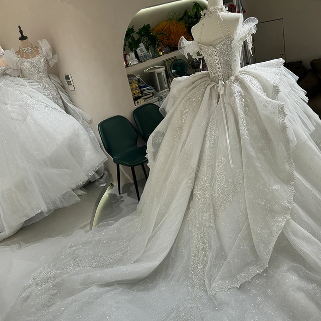 Jancember Simple Elegant Ball Gown Wedding Dresses Woman's Sexy Bridal Gowns Scoop Court Train Princess Vestidos De Novias DW004 2