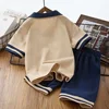 Summer Children Boy Clothes Set Fashion Lapel T-shirts Top and Shorts Bottom 2 Pieces Suit Kid Short Sleeve Outfits Tracksuits 2
