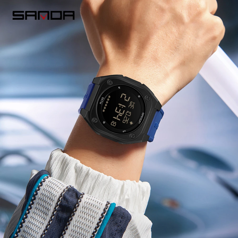 SANDA 6303Outdoor Sports Fashion Electronic Men's Watch Multi functional Alarm clock Chronograph Calendar Waterproof Men's Watch view 6