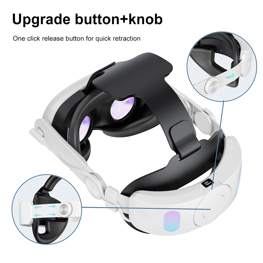 For Meta Oculus Quest 3 VR Headset LED RGB Elite Head Strap w