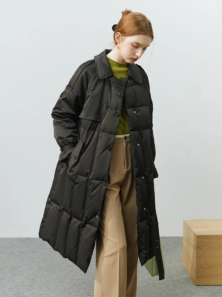 

FSLE 166g-201g Filler 90% White White Duck Down Women Down Coats Black White Office Lady Women Thick Down Coats 2022 New