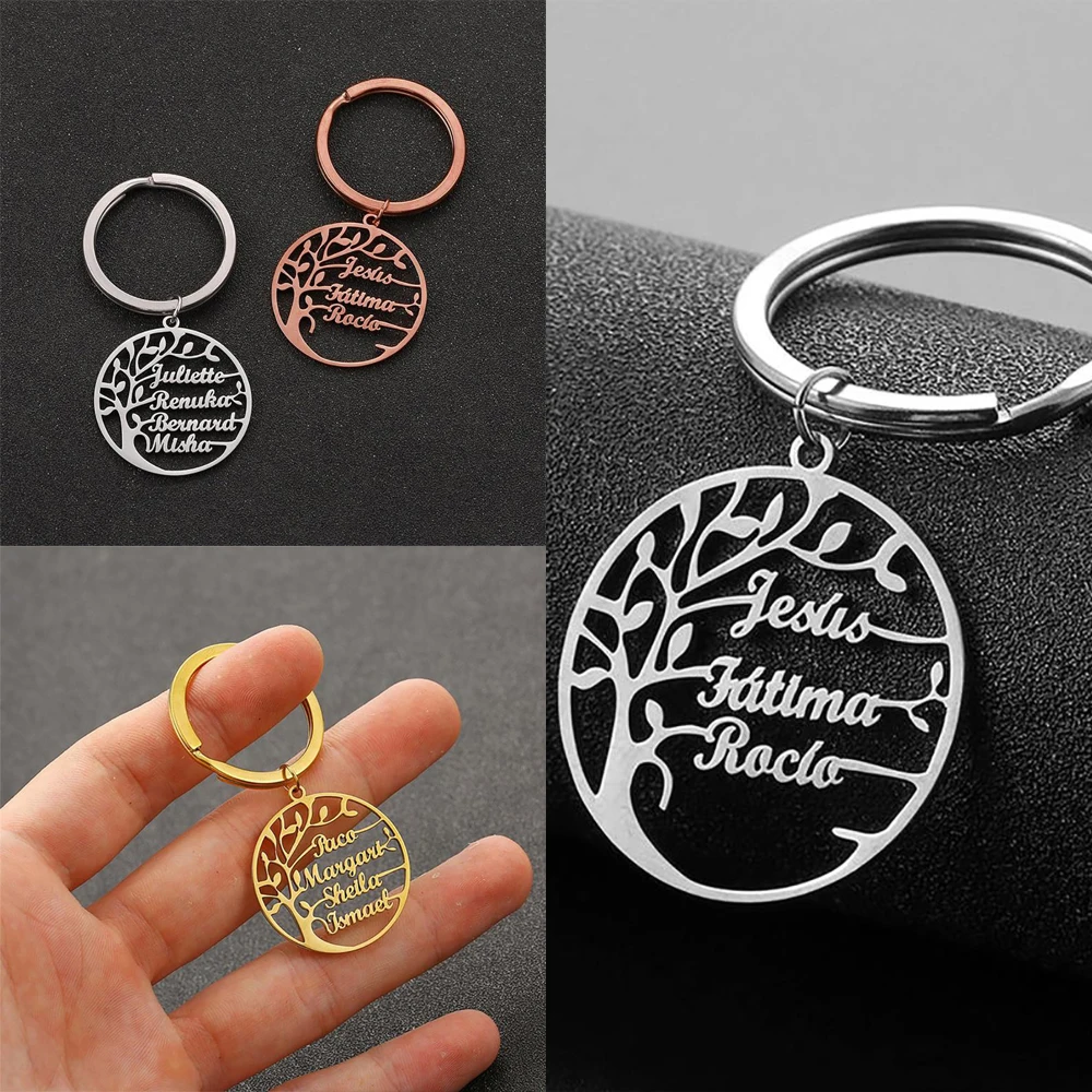 

Custom Name Keychain Tree of Life Stainless Steel Keychains Unisex Silver Jewelry Beautiful Gift Wholesale Direct Sales 2023 New