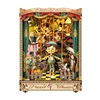 DIY Wooden Puppet Theater Book Nook Shelf Insert Miniature Model Kits Bookshelf with Light Bookend for Friends Birthday Gifts 1