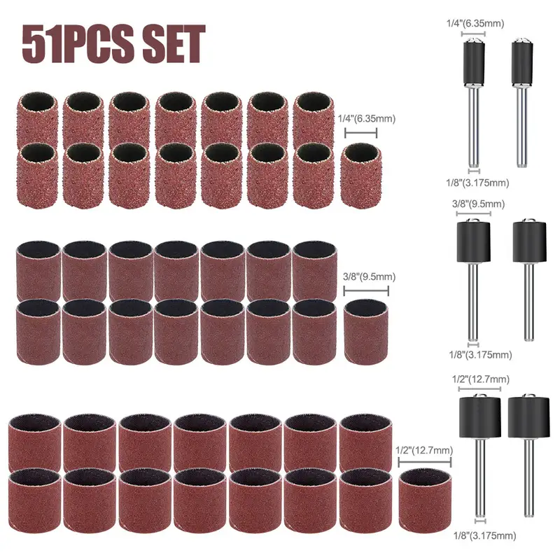 CMCP Sanding Drum Set Grit #80 #100 #120 Dremel With Sanding Mandrels Sanding Bands For Dremel Rotary Tools Abrasive Tools - Image 32