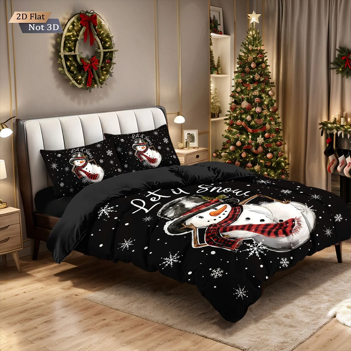 3pcs Merry Christmas Cartoon Snowman Printed Chipless Bedding Set Multi Size Bedroom Bedding Holiday Decoration Machine Washable S98ed78a7de1b4efd83d9da61f114d1eeC