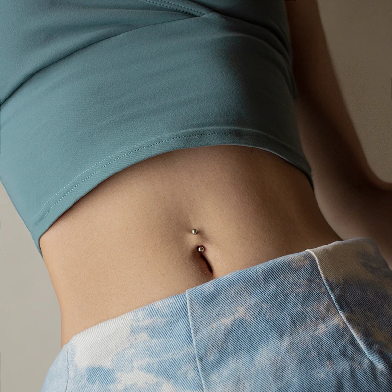 925 sterling silver Belly Button Rings Tiny Round Ball Navel Rings 16G Belly Navel Piercing Jewelry moissanite belly button piercing