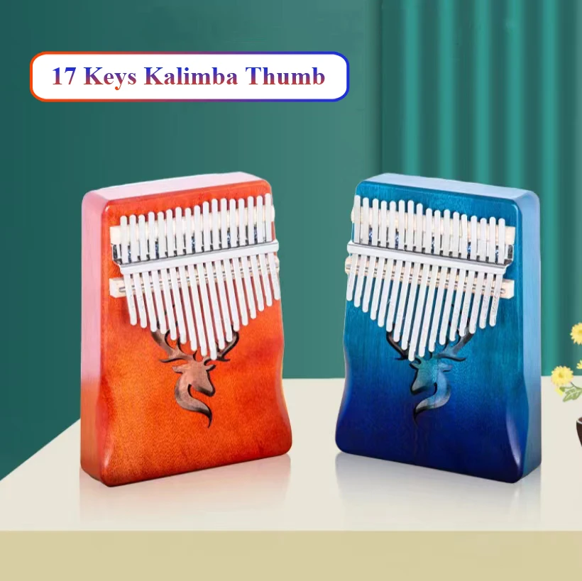 

Portable High Quality 17 Keys Kalimba Thumb Piano Mahogany Body Musical Instrument Retro Color Relaxing Music Box For Beginner