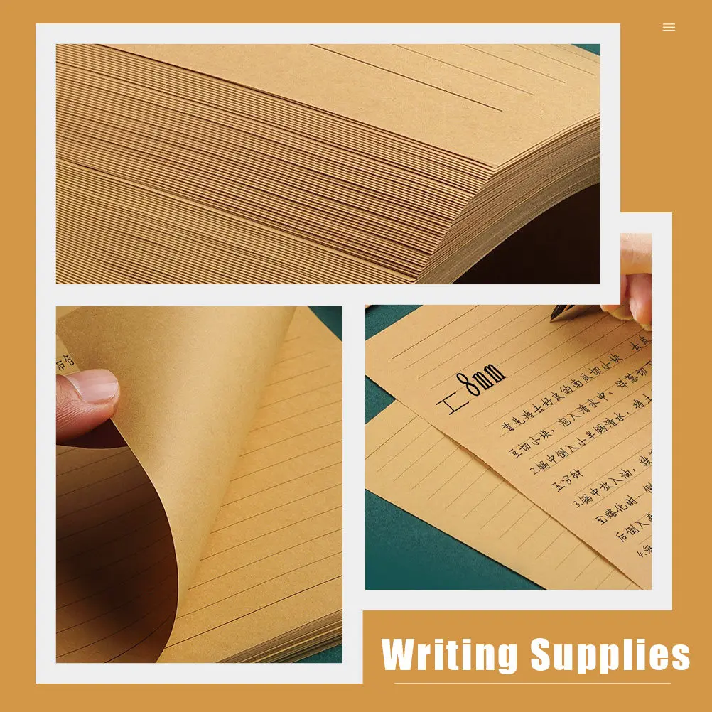 100매 편지 쓰기 용지 크래프트 문구 용지 클래식 레트로 스타일 학생용 쓰기 용품 예술가 저널링 용품