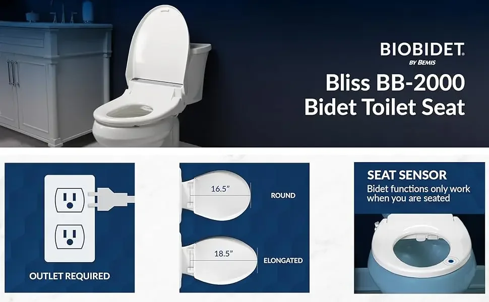 Description Picture 2 of itemBB2000 Bliss Electric Bidet Toilet Seat, Warm Water W/ Air Dryer, Heated Seat W/Sensor and Slow Close Lid, Night Light, Remote
