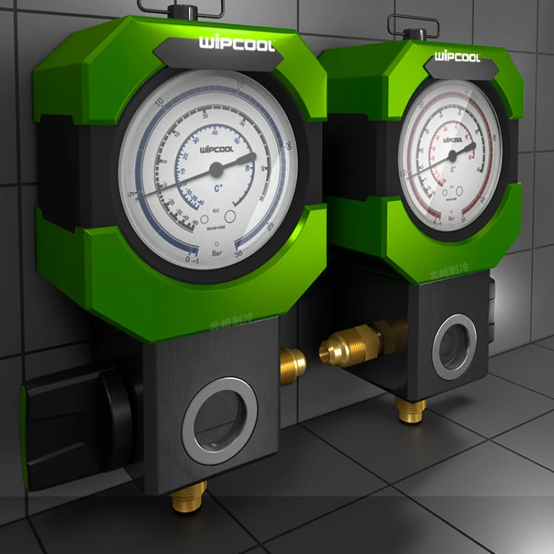 

CXH Air Conditioning Refrigerant Fluorometer Snow Seed Pressure Form Gauge Valves Oil Filling Gauge Fluorination Tool Set