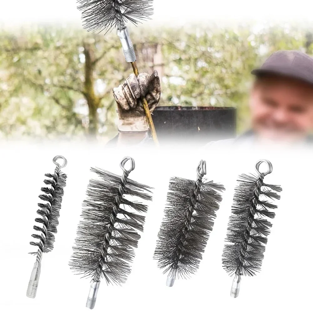 Pipe Wire Brush Chimney Cleaning Brush Duct Wire Boiler Flue Pipe Rust Removal Cleaning Household Tool 4PCS