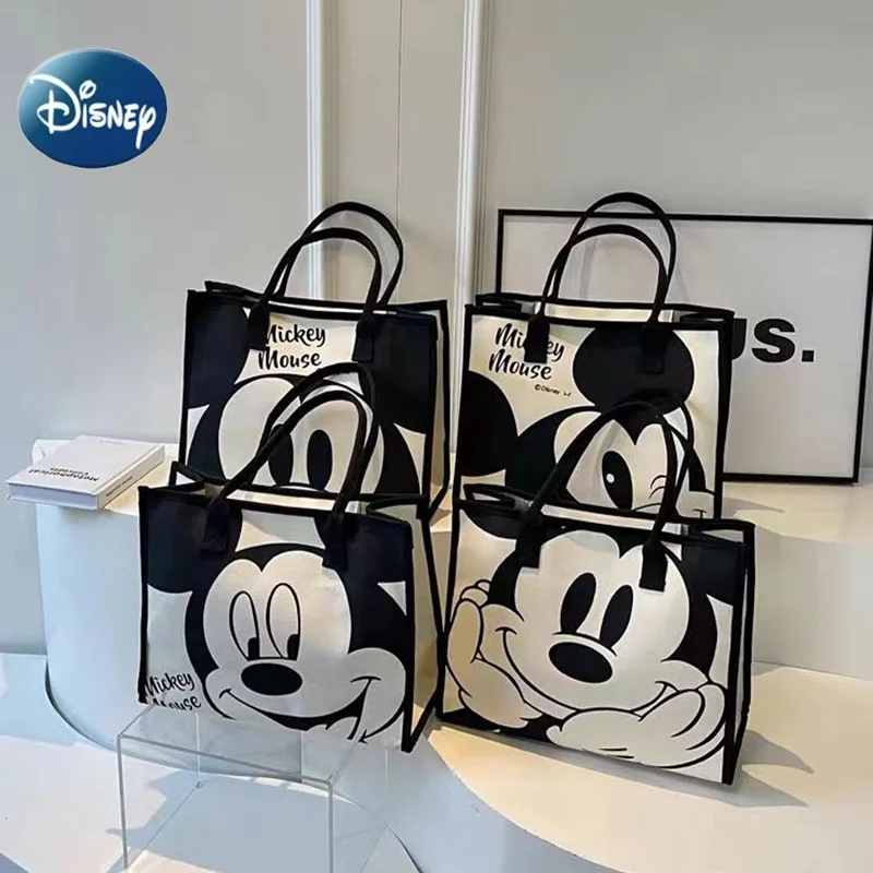 Disney Mickey Ladies Handbag Canvas Shoulder Bag Large Capacity Tote Handbag Korean Version for Daily Commuting