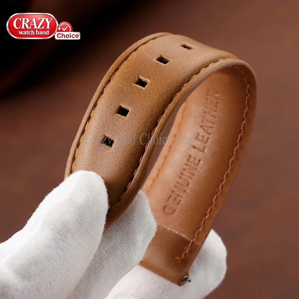 Vintage Leather Quick Release Watch Band - Universal Strap in Black or Brown