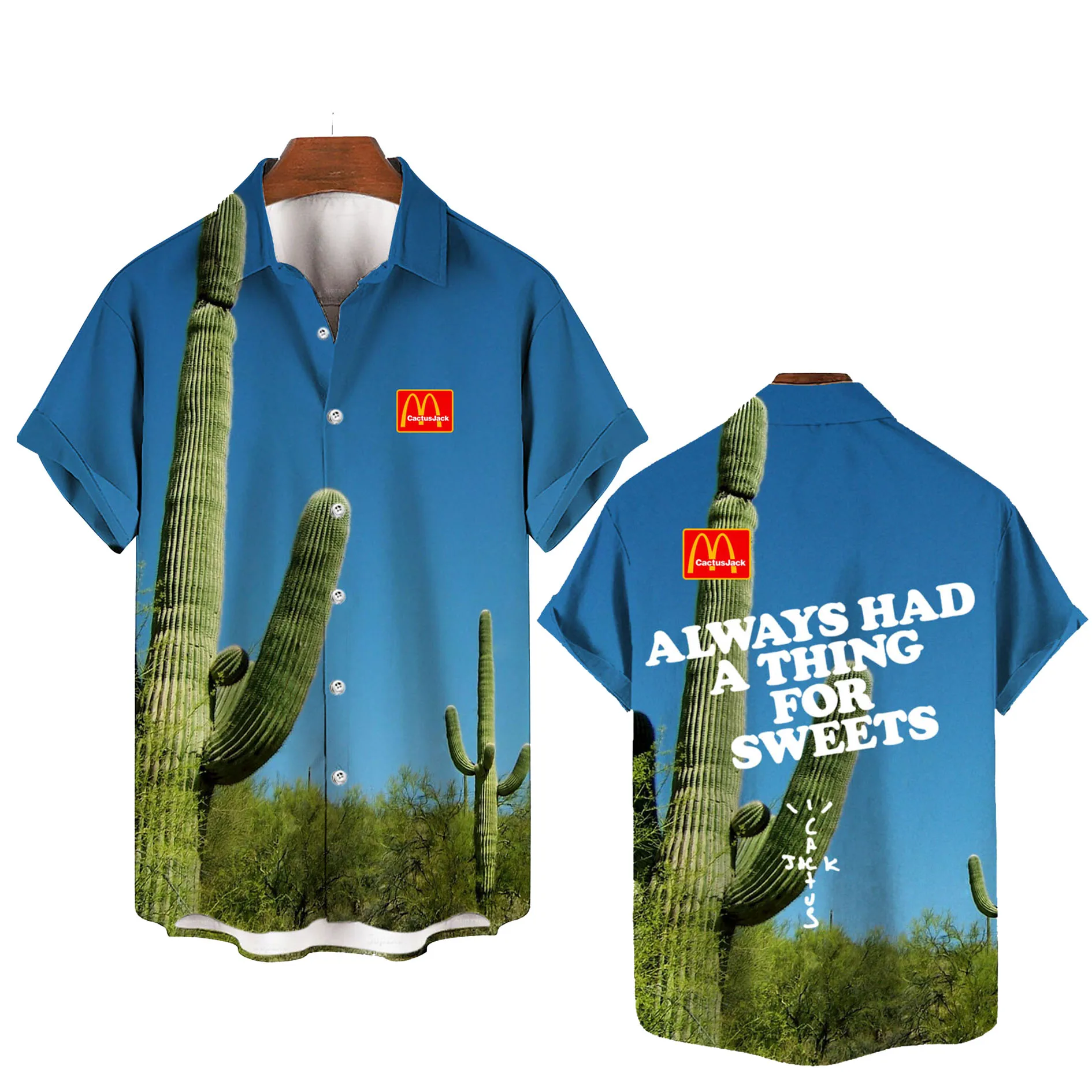 Hip Hop Rapper shirt Cactus Jack Swag Print Funny Men Women short sleeve shirt Casual Loose Hawaiian Shirt Fashion Big Clothes