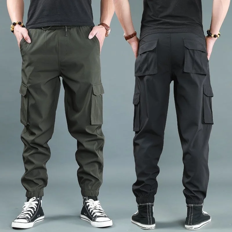 

Men Casual Pants Black Joggers Spring Summer Multi Pocket Baggy Sport Trousers Fashion Male Sweatpants Oversize Overalls Bottoms
