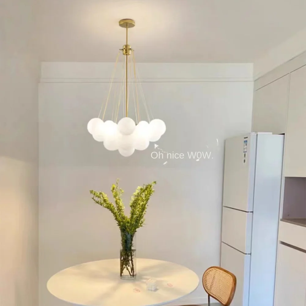 Modern Glass Ball Hanging Chandelier for Living Dining Table Room Decoration Kitchen Lamps Gold Black LED Ceiling Pendant Light 4