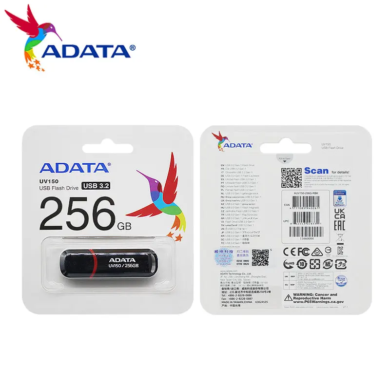 ADATA USB 3.2 플래시 드라이브, 블랙 펜드라이브, 고속 메모리 스틱, U 디스크 플래시, PC용 펜 드라이브, 32GB, 64GB, 128GB, 256GB, UV150