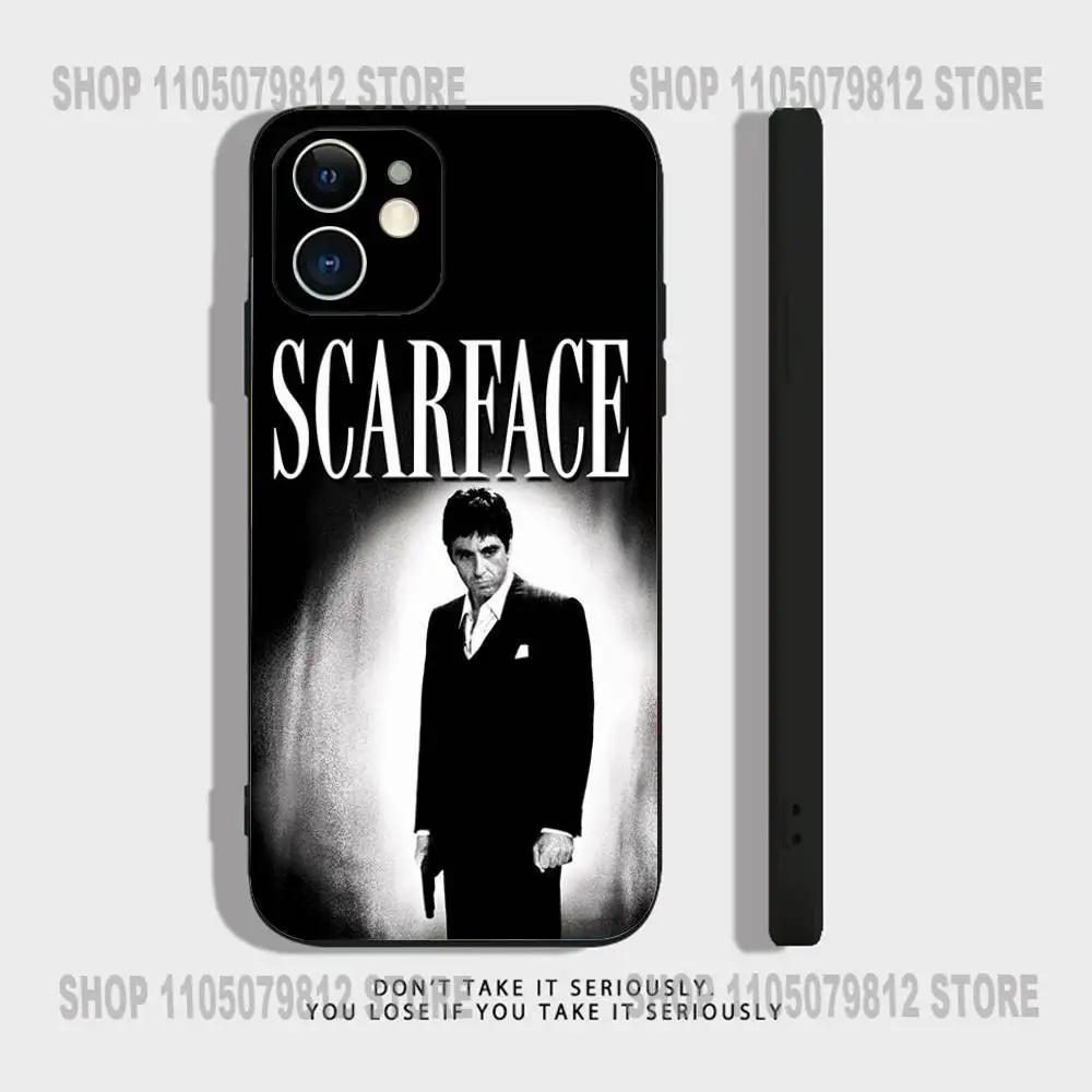 Luxury Black Shockproof Silicone Phone Case - T-Tony M-Montana S-Scarface Design