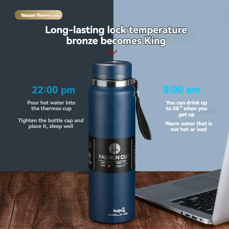 1000ML Stainless Steel Thermos Thermal Bottle Travel Mug Tea Coffee Vacuum Water Cup Thermocup Outdoor Drinking Cup