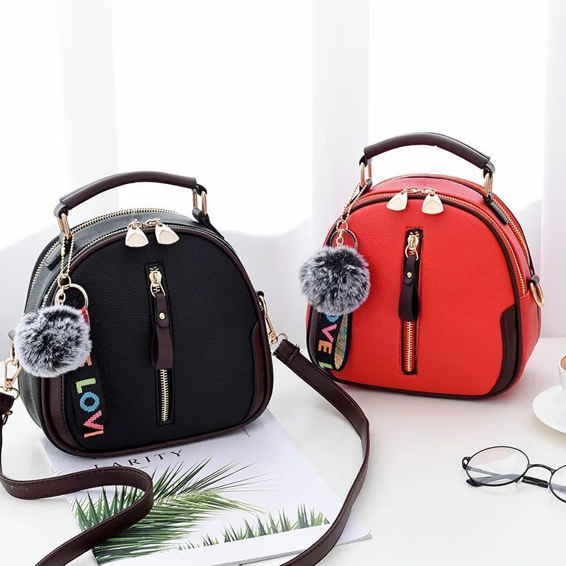 PU Leather Women Small Handbags Hairball Design Crossbody Shoulder Bag Fashion Luxury Ladies Messenger Bags Tote Crossbody Bag Women Handbags Leather Shoulder Bag Pu Crossbody Bag