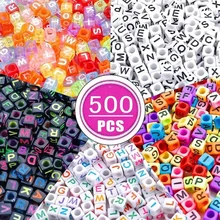 500/300개 아크릴 알파벳 큐브 비즈, 팔찌, 목걸이 DIY 쥬얼리 제작 공예 용품용 다양한 A-Z 글자 스페이서 비즈