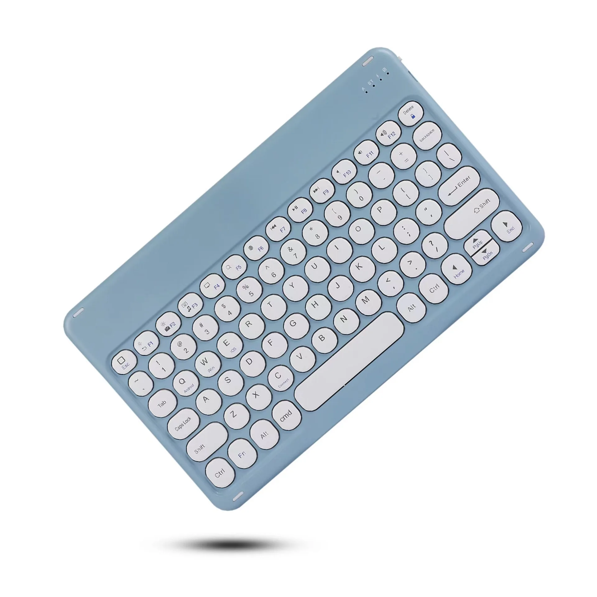 Wireless Bluetooth Keyboard with Round Keycaps and Long-Lasting Battery