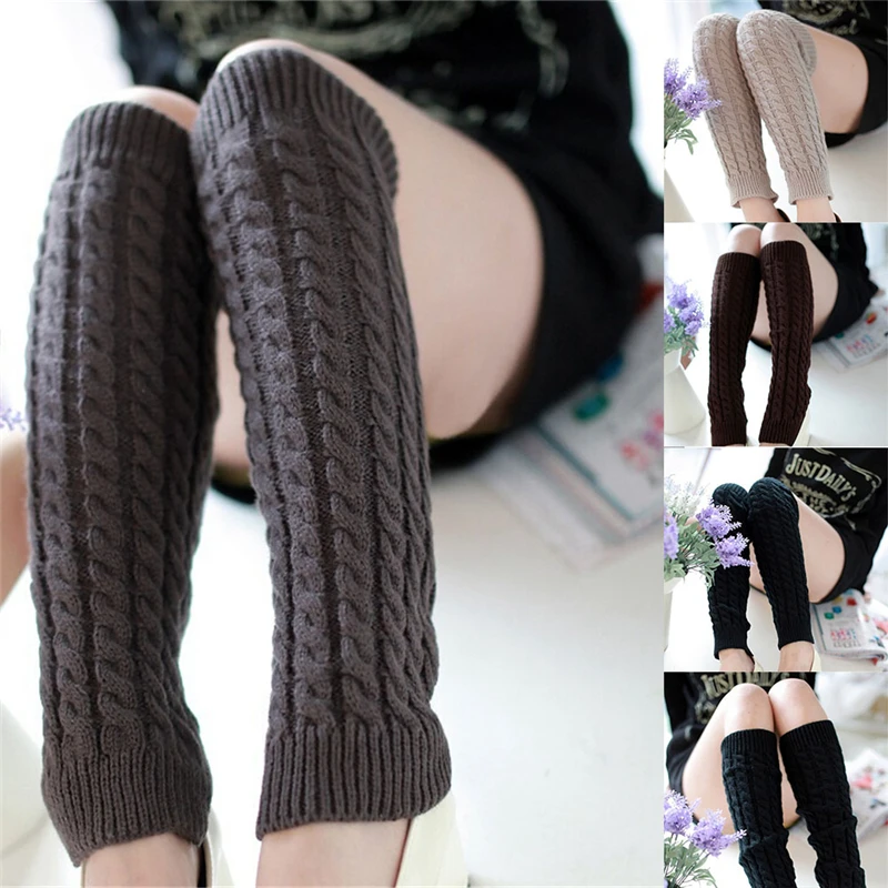 

NEW Woman Thigh High Warm Black Christmas Gifts Knit Knitted Knee Socks Winter Leg Warmers for Women Fashion Gaiters Boot Cuffs