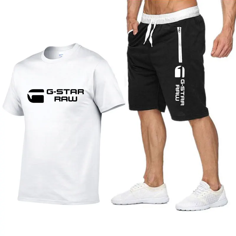 2024 Summer New Men's Tracksuit T-shirts Shorts Sets Suit 2Pcs Gym Leisure Y2K Sportswear Brand Clothes For Men