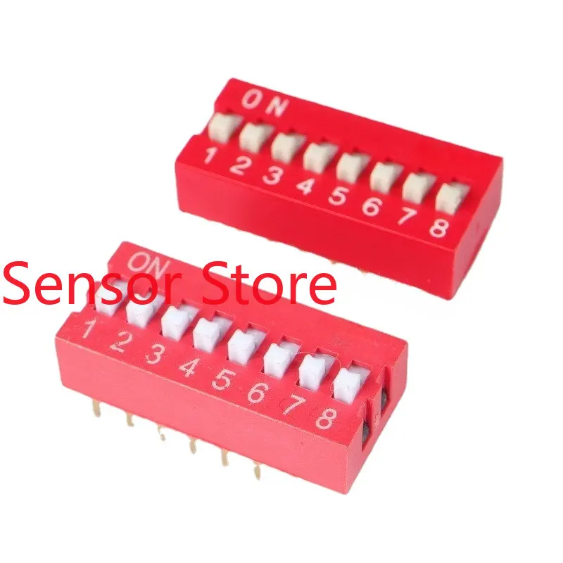 10PCS DIP Inline 8P Dial Switch 8-position Keyboard Type   2.54mm Spacing Flat