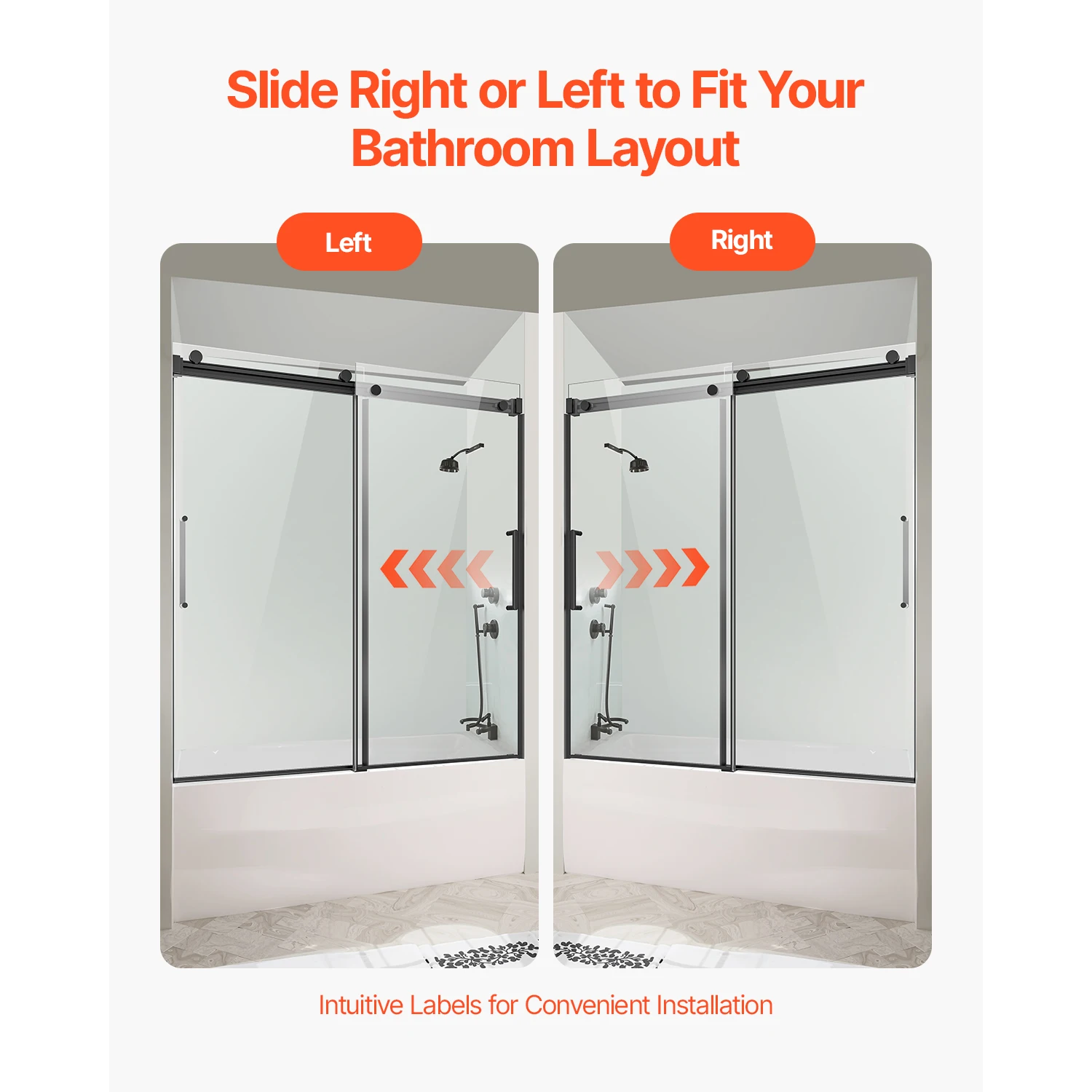 Frameless Sliding Bathtub Door Glass Shower Enclosure