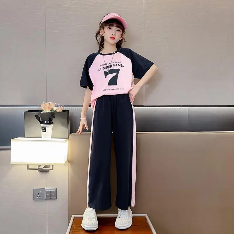 Girls 2023 Summer New Fashion Trendy Short Sleeve Suits 4 6