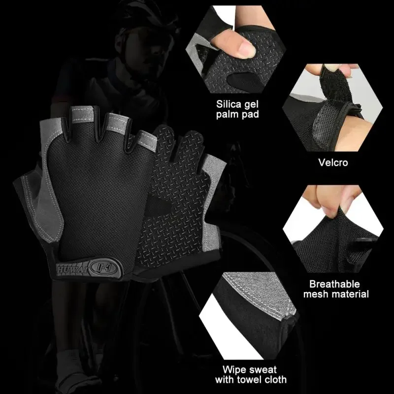 Half Finger Cycling Gloves Men Women Anti Slip Shock Breathable Summer Bicycle Gloves Fingerless Sports Gym Training Bike Gloves 5