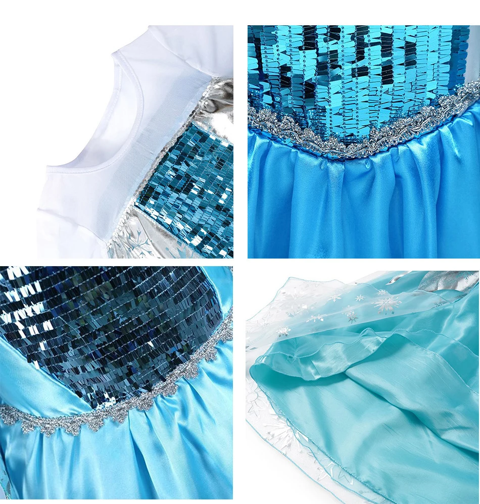 Frozen Costume For Girls 2024 Halloween Carnival Party Dress Up Kids Birthday Clothing Cosplay Snow Queen Elsa Princess Dress