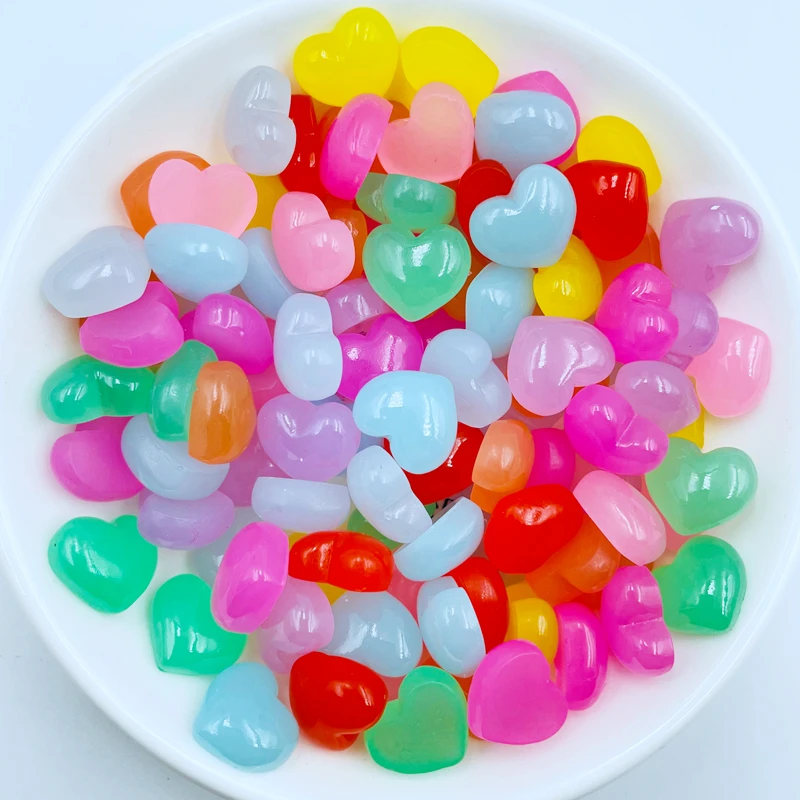 

30/50 Pcs New Mini Cartoon Heart-Shaped Resin Flat Back Cabochon Scrapbook Kawaii DIY Hairpin Jewelry Process Accessories