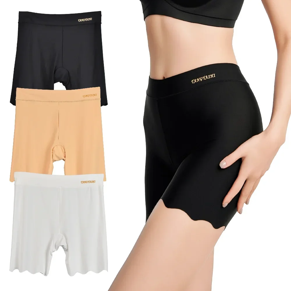 3Pcs Women Underwear Safety Dress Panties Slimming Shorts High Waist Seamless Ice Silk Boxers Plus Size Short Pants M-4XL