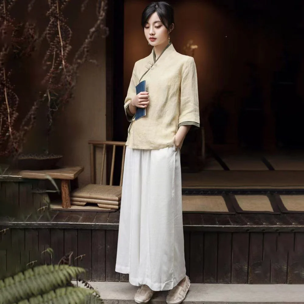 New chinese vintage chiffon blouse cheongsam shirt qipao traditional chiffon blouse women chinese hanfu oriental tang suit