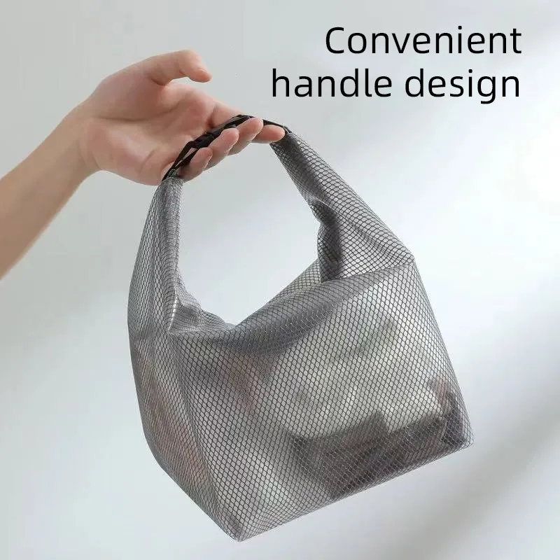 Waterproof Cosmetic Storage Bag Large Capacity Fitness Clothing Swimming Handbag Portable Shopping Travel Buckle Type Mesh Bags