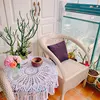 YOMDID Round Handmade Crochet Openwork Tablecloth Cotton Lace Mat Placemat Tablecloth Home Wedding Valentine's Day Decoration 4