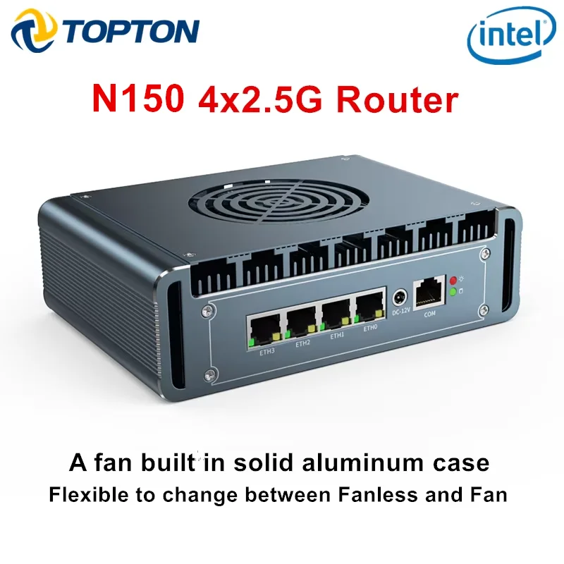 New Solid Intel N150 Firewall Appliance Aluminum with Fan 4x