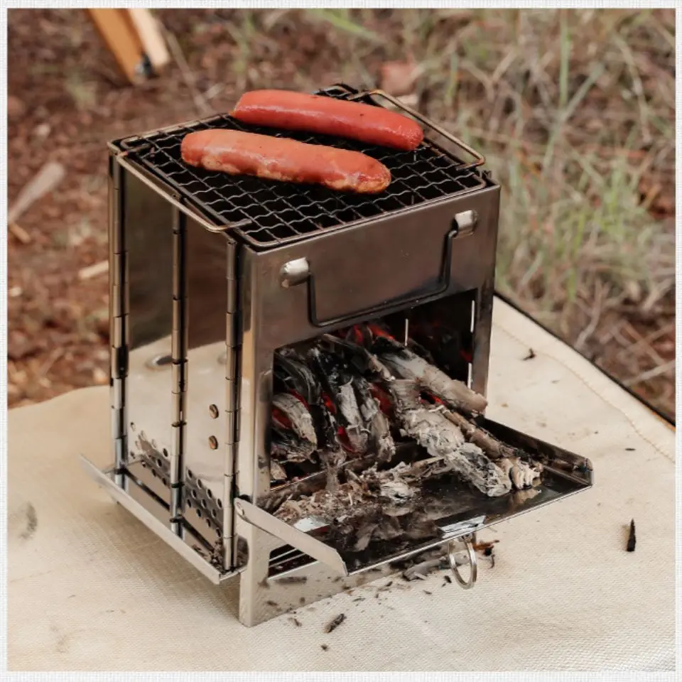 Outdoor Lightweight Camping Wood Stove Portable Mini Stainless Steel  Detachable Burning Wood Stove BBQ Grill for Camping Picnic _ - AliExpress  Mobile