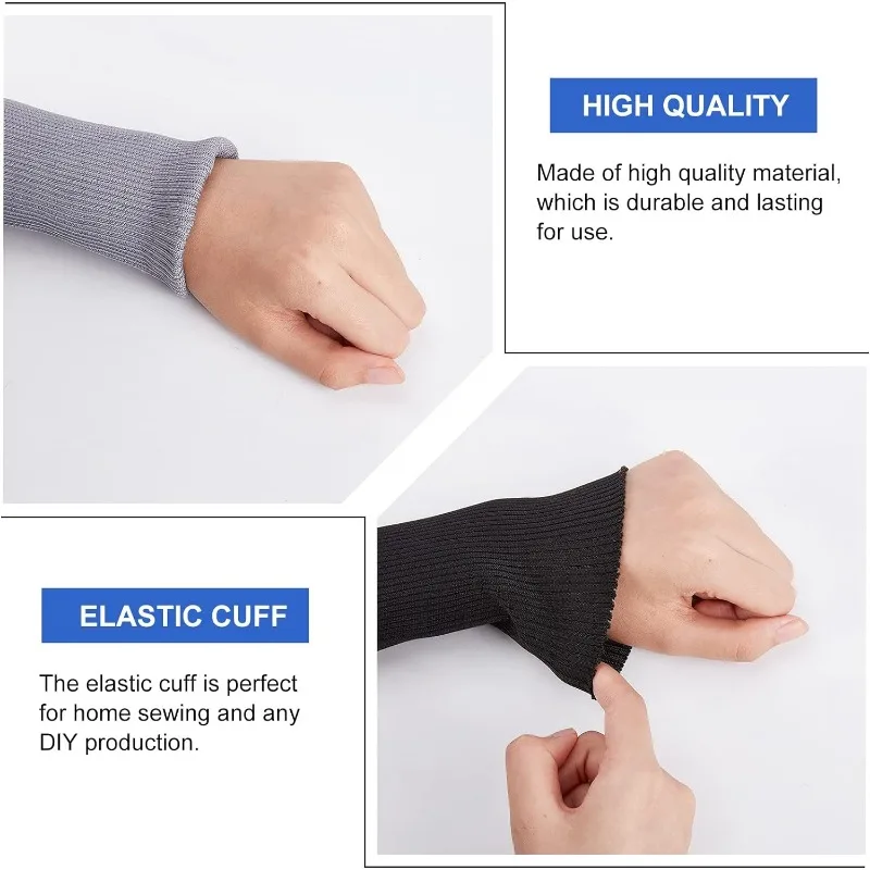 10Pcs Knit Cuff Sleeve Ribbing Cuff Material 5.9x3.3inch Tubular Rib Cuffing Replacement for Waistband Leg Arms Wear Cotton