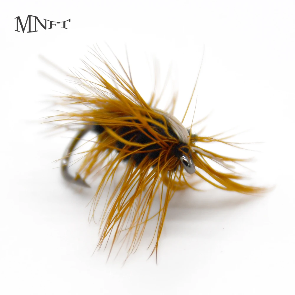 MNFT 10Pcs Fly Fishing Lure Gold Trout Flies Artificial Bait Black Worm  Body Fake Baits Hook 6#