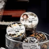 Mr. Paper 1roll/bag Black Night Theme Hot Stamping PET Scenic Tape DIY Handbook Glass Bottle Album Card Decoration 1
