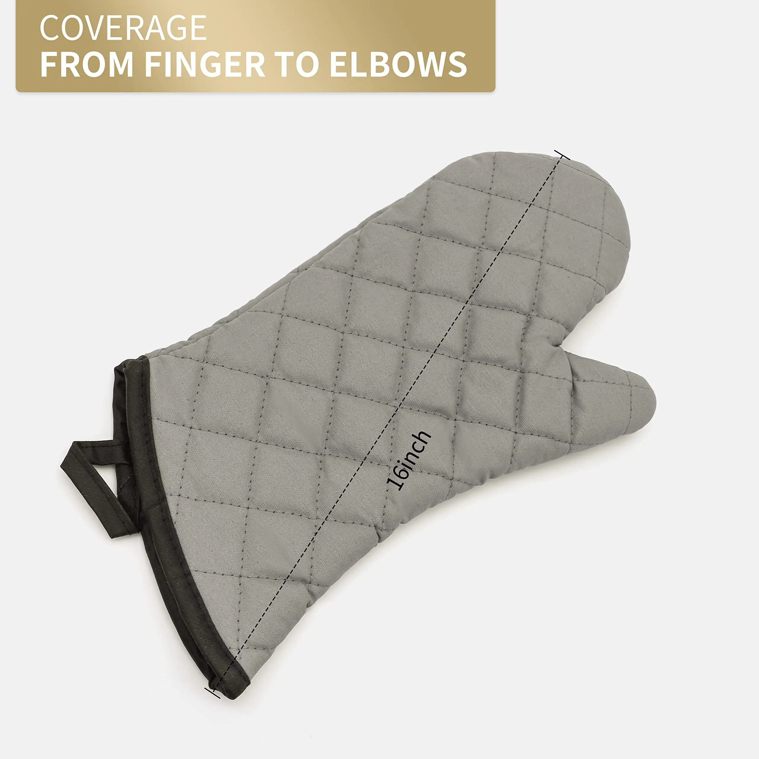 2 Pack Oven Mitts kitchen gloves cotton pot holders Quilted Terry Cloth Cotton Lining Extra Long Professional Classic Oven Mitt Heat Resistant Kitchen Gloves