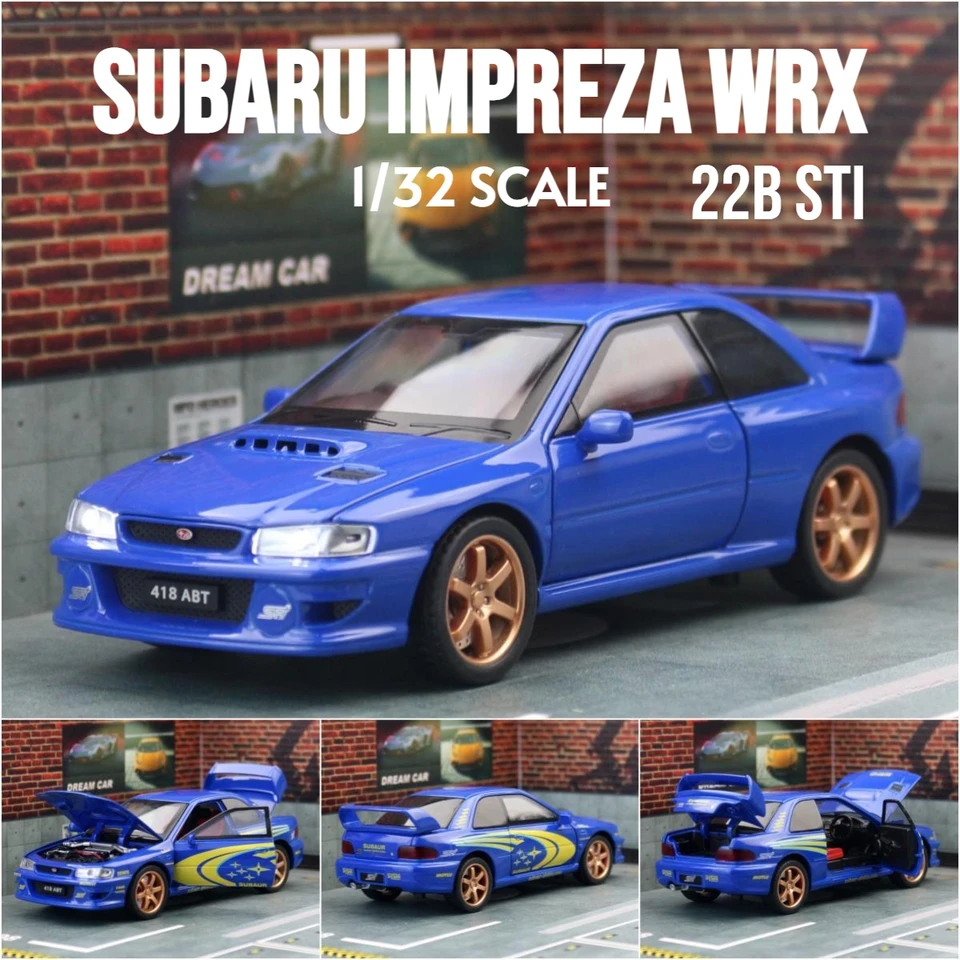 1/32 Subaru Impreza WRX 22B STI JDM Toy Car Model Diecast Metal