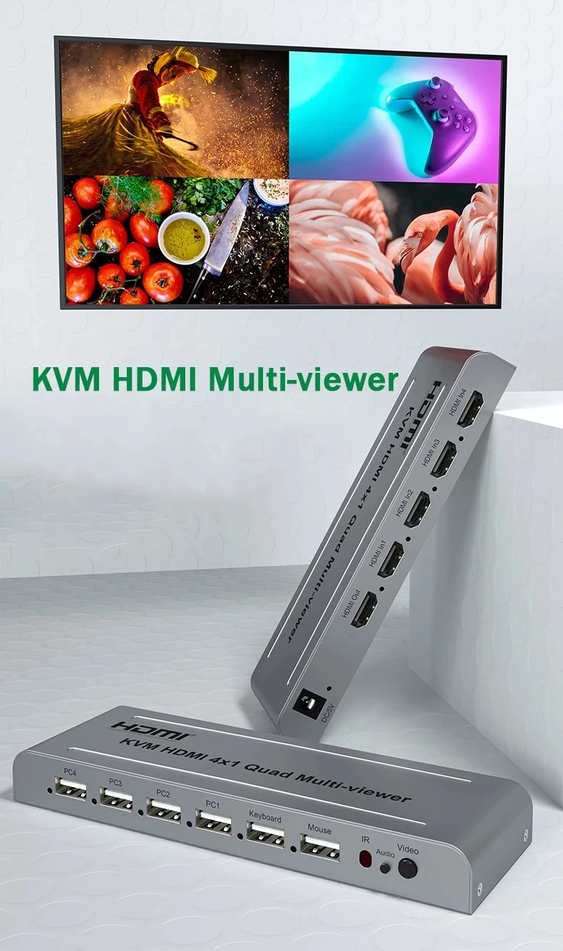Hdmi Kvm ġ 4x1  Ƽ , 1080P 4  ũ  HDMI Ƽ  Ȱ USB  콺 Ű